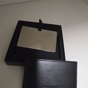 Saint Laurent "For You" YSL Black Leather Metal Purse Travel Compact Mirror